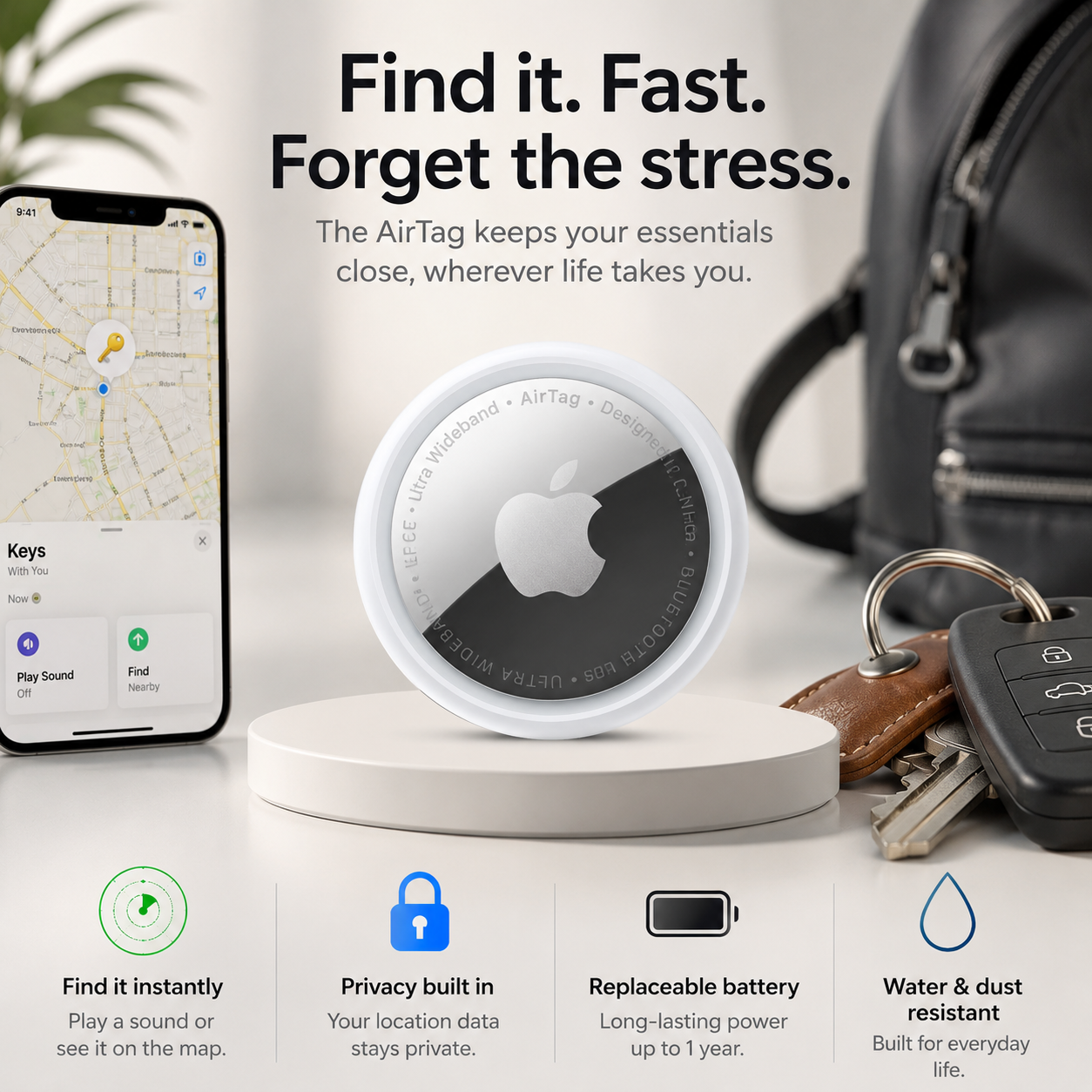 Apple AirTag inside an aesthetic minimalist wallet