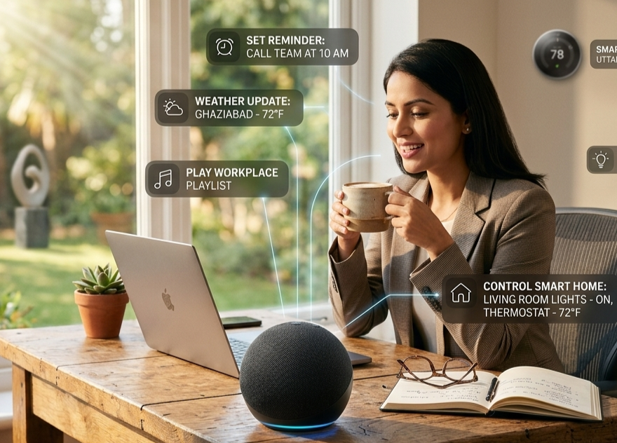 Echo Dot Setup with Lamp