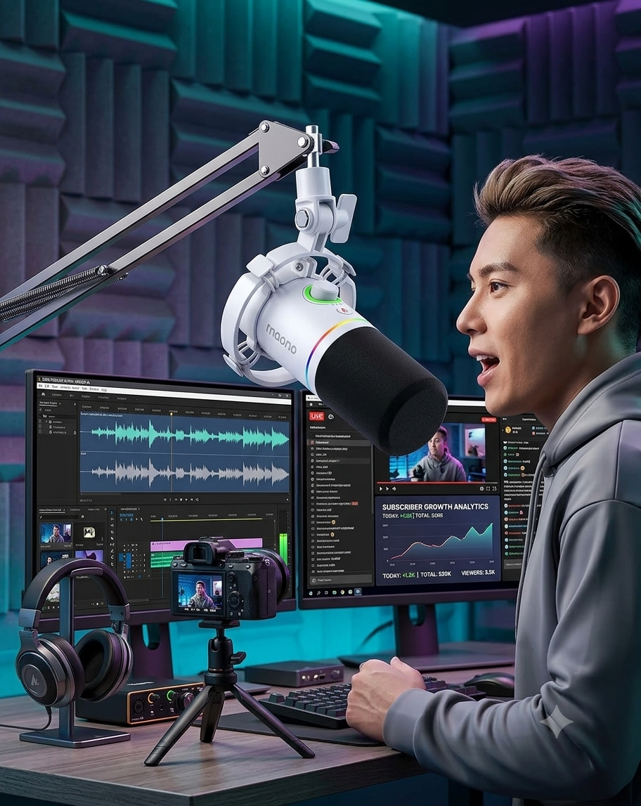 Maono PD200X Connected to Boom Arm
